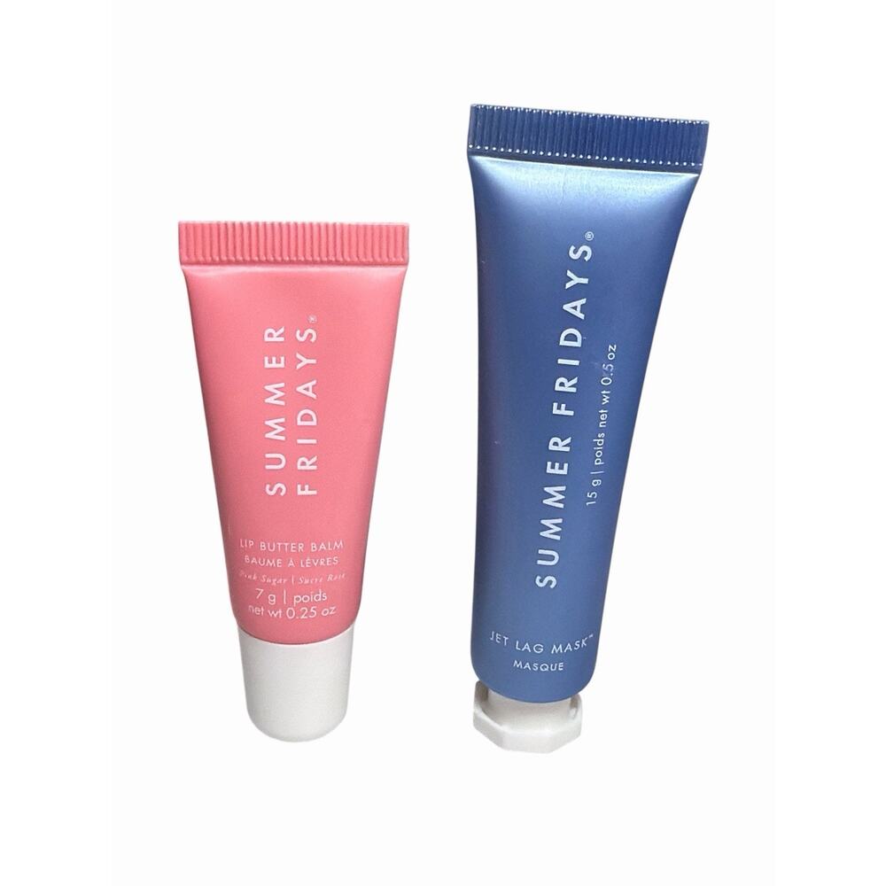 Summer Fridays Lip Butter Balm Pink Sugar and Jet Lag Mask Travel Set Lot New